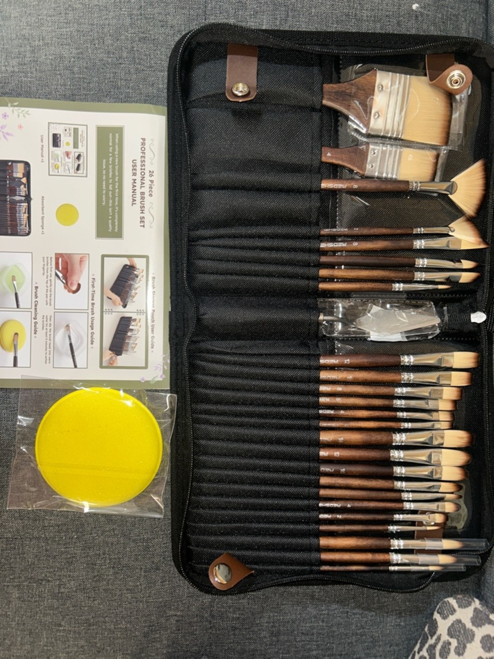 Gray Artist Brush Tote with Palette and 26 Piece Professional Brush Set - Picture 12 of 16